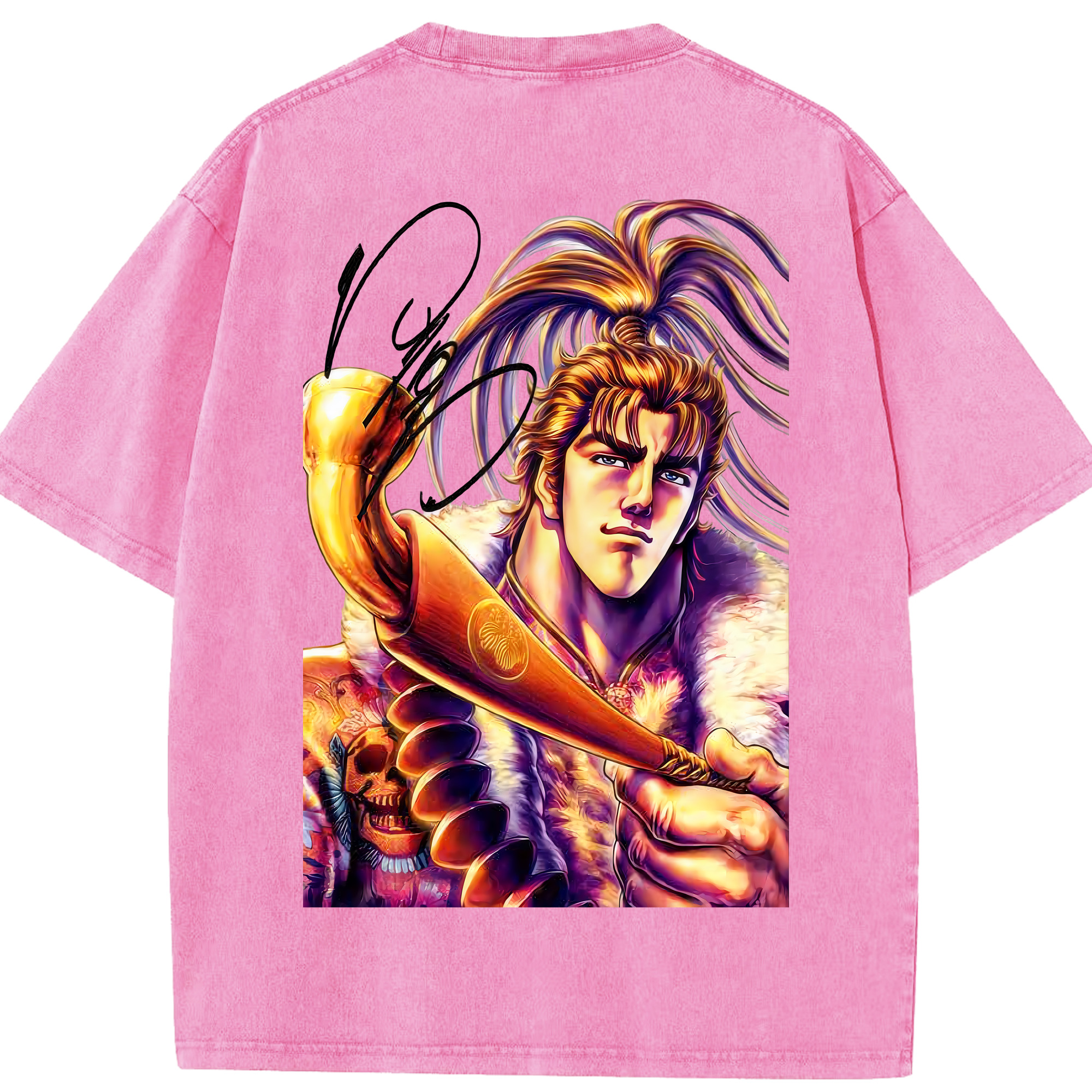 （画像用） 北斗の拳 Fist of the North Star 綿100% ヴィンテージ風 半袖Tシャツ（背面プリント）